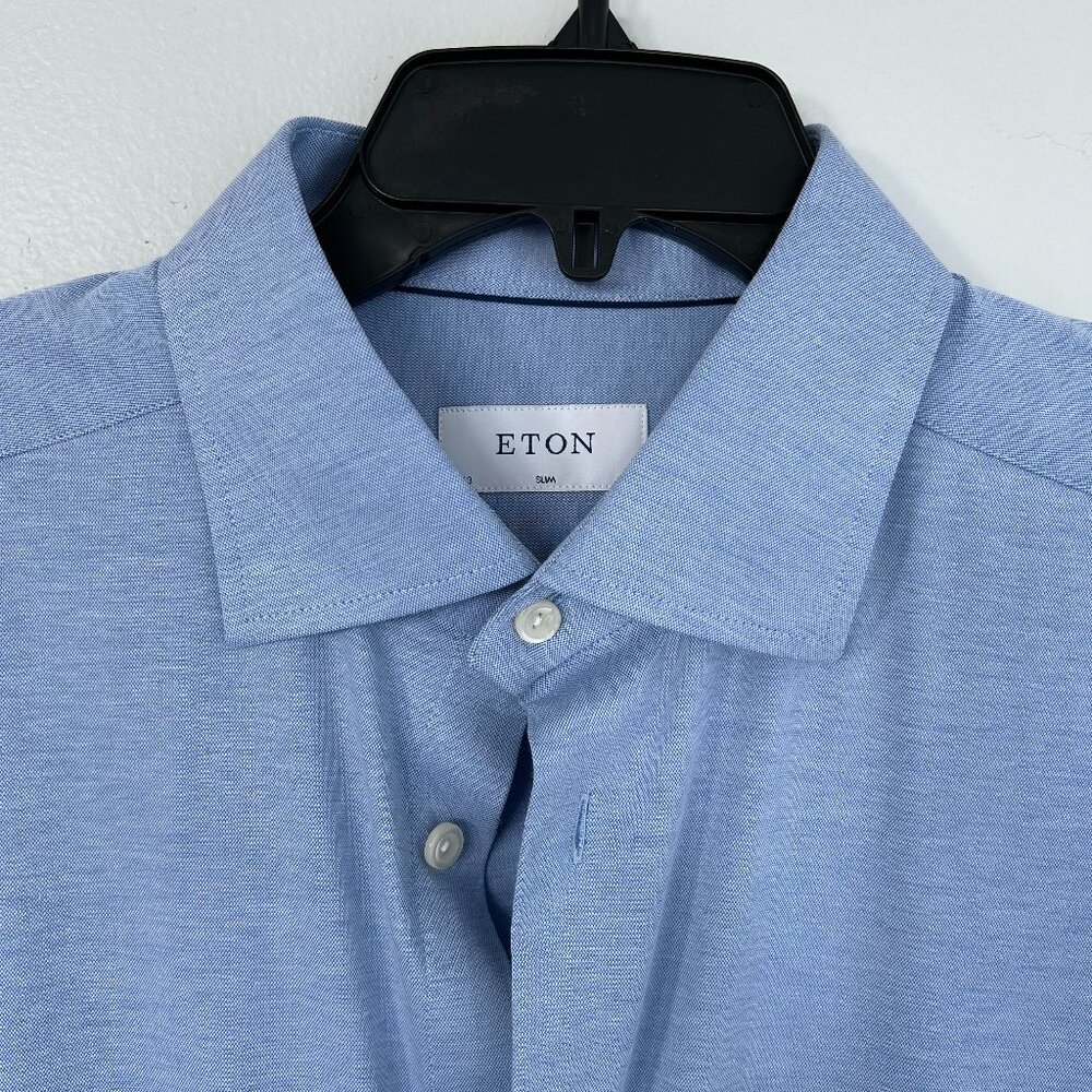 ETON Slim Fit 4Flex Solid Blue Dress Shirt